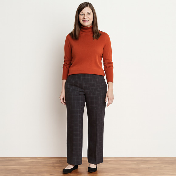 Talbots Pants - Talbots 100% Wool Graph Check Pants | Charcoal Gray & Purple | Size 12